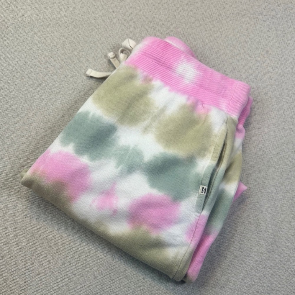Billabong Tie Dye Sweatpants Womens Large Pink Green Cotton Joggers Coastal Boho